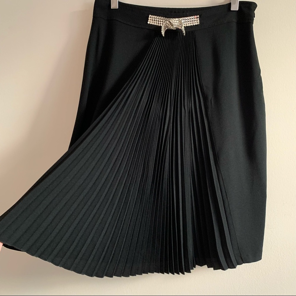 Bluemarine Pleated Front Jewel Knot Midi skirt Black - Picture 4 of 16